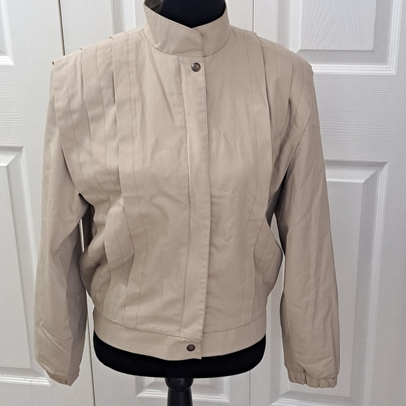 Nordstrom Point Of View Beige Mock Neck Jacket   Size L - Picture 3 of 11